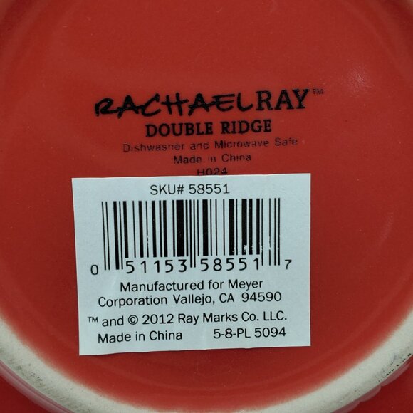 Rachael Ray Double Ridge Red Soup Cereal Bowls Embossed Bands Bowls - Picture 5 of 6